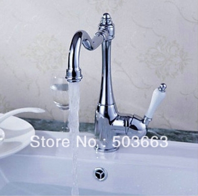 Swivel Kitchen Faucet Polished Chrome Basin Sink Mixer Brass Deck Mounted Tap CM0894 [Kitchen Faucet 1674|]