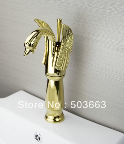 Wholesale 2013 New Design Golden Polish Finish Mixer Bathroom Basin Sink Faucet Vanity Faucets H-004