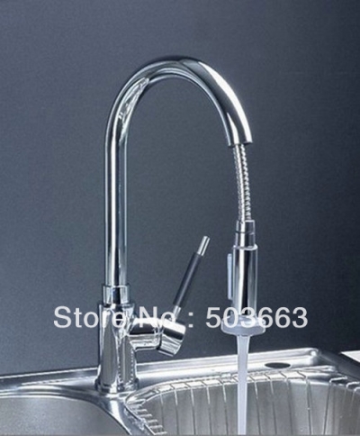 Wholesale Single Handle Swivel Kitchen Brass Faucet Basin Sink Pull Out Spray Mixer Tap S-719