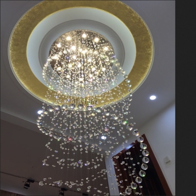 d100cm modern led spiral lustre large crystal chandelier light fixtures long stair light for staircase el foyer living room
