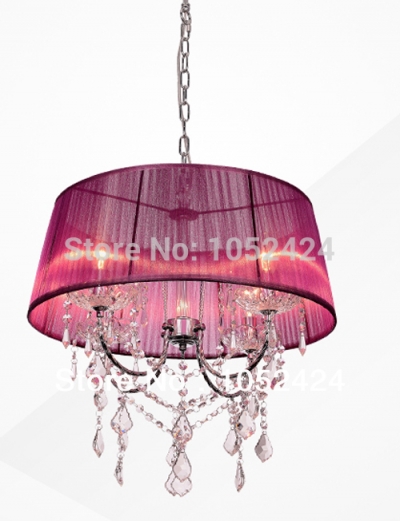 elegant chandelier 4 lights fabric crystal metal plating bed room, dinning room with 12colors#ck9001purple [chandeliers-3952]