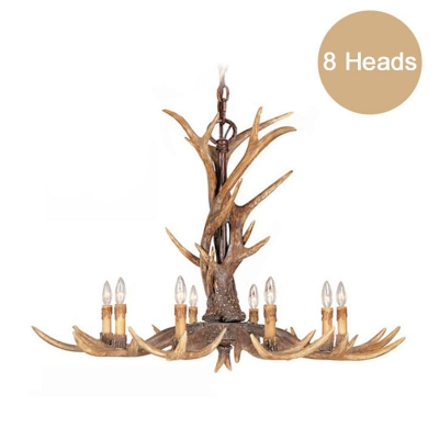 europe 8 arms candle resin antler chandelier american retro deer horn chandeliers home decor lamp fixture e14 110-240v