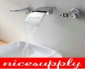 faucet chrome bath tub 3 pcs Waterfall Mixer tap b822 Two Handles Bidet Faucet
