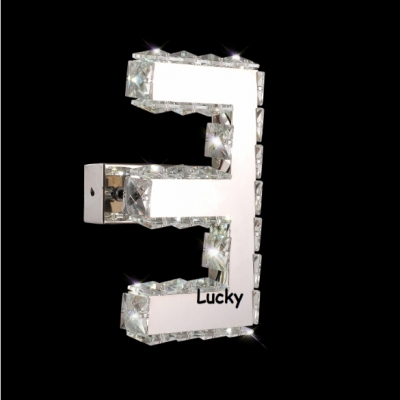 lampada led 6w light fixtures crystals number three 3 [wall-light-5607]