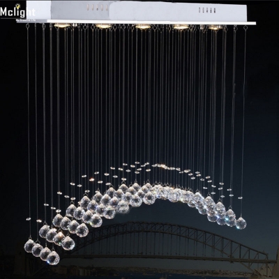 modern crystal ceiling light fixture rectangle curtain crystal lustre lamp for dining area, meeting room