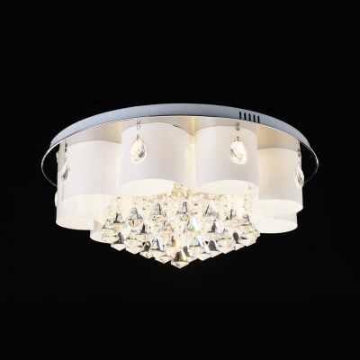 modern crystal ceiling light led bulbs included acrylic chrome finish flush mount ceiling lamp for living room [ceiling-lights-3929]