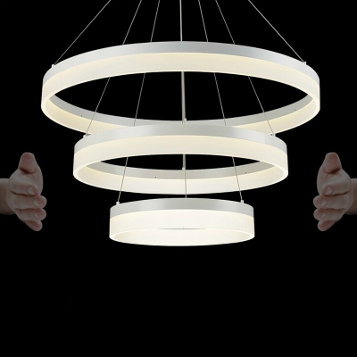 modern led pendant lamps led pendant light round acrylic rings white or red painting 90-265v led suspensnion lamp [pendant-lights-3821]