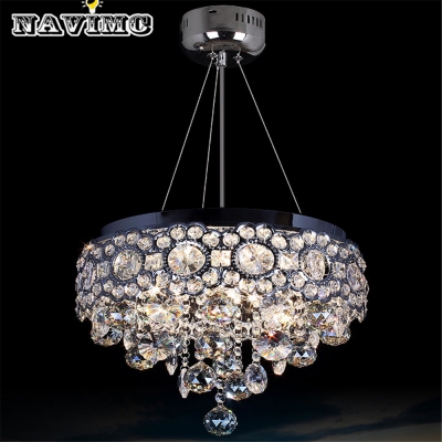 modern round vanity lustre led k9 crystal chandelier light fixture home lighting kitchen dining room lamp crystal pending [15-crystal-chandelier-7178]