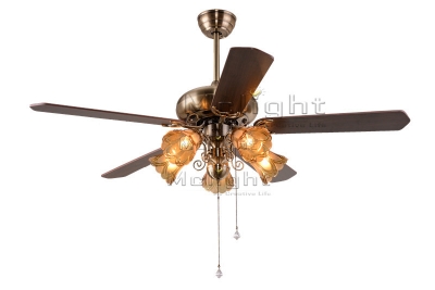 vintage ceiling fans with 5 light kits for foyer coffee house living room lamp 52 inch 5 wooden blade fixture