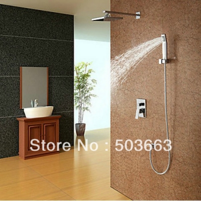 10 Inch (250mm) Bathroom Rainfall Wall Mounted With Held Shower Faucet Set With Shower Arm L-1661 [Shower Faucet Set 2290|]