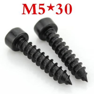 100pcs/lot m5*30 hex socket head self tapping screw grade 10.9 alloy steel with black