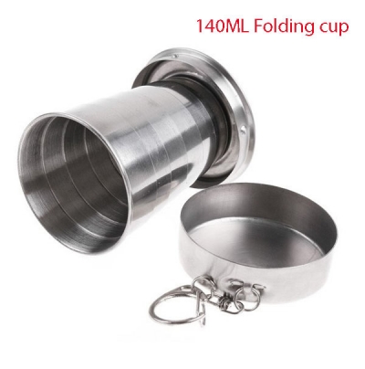 140ML Stainless Steel Collapsible Cup Outdoor Travel Portable Folding Cup With Key Chain