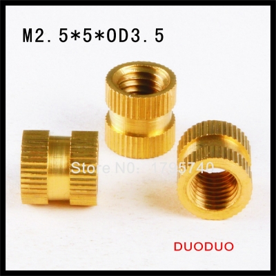 200pcs m2.5 x 5mm x od 3.5mm injection molding brass knurled thread inserts nuts [injection-molding-brass-knurled-thread-nuts-836]