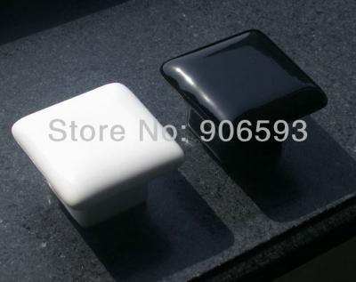 24pcs lot free shipping Porcelain black glaze square cabinet knob\porcelain handle\porcelain knob