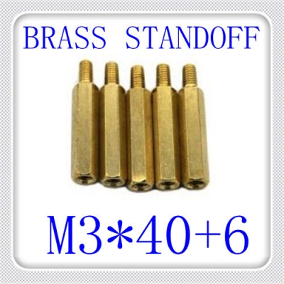 500pcs/lot pcb m3*40+6 brass hex male to female standoff / brass spacer screw [screw-383]