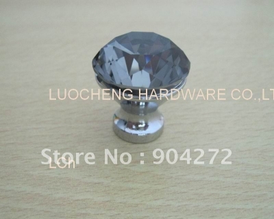 50PCS/ LOT 30 MM Grey CRYSTAL CABINET KNOBS ON CHROME ZINC BASE [Crystal Cabinet Knobs 104|]