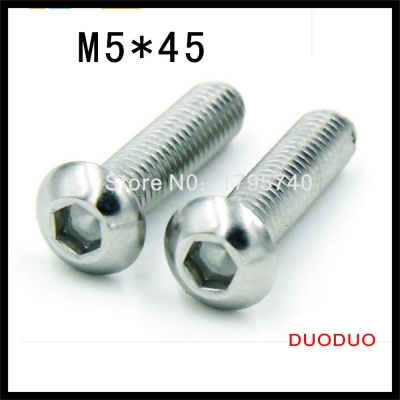 50pcs iso7380 m5 x 45 a2 stainless steel screw hexagon hex socket button head screws