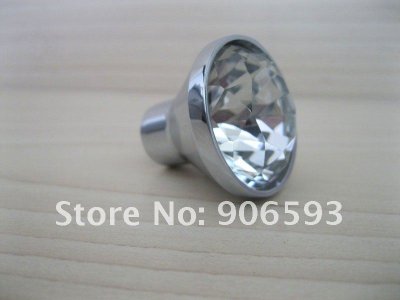 Clear sparkling diamond crystal furniture knob\\10pcs lot free shipping\\30mm\\zinc alloy base\\chrome plated