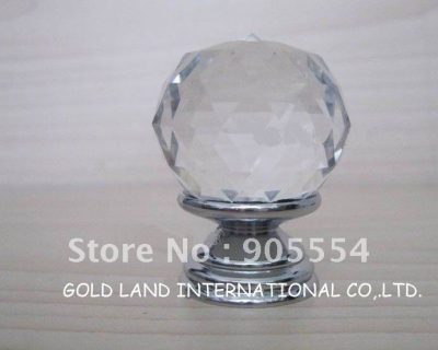 D30mmxH42mm Free shipping brass base crystal glass furniture knob