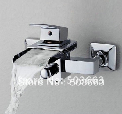 Exquisite Waterfall Wall Mounted Faucet Bathroom Polished Chrome Mixer Tap CM0332 [Bathtub-Waterfall Faucet 1182|]
