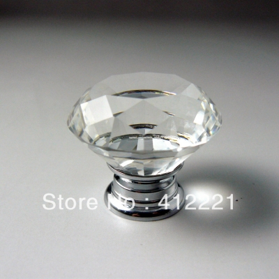 Free shipping 10pcs/lot size 50mm factory wholesale crystal diamond shape knobs cupboard handle [Crystal Door knob&Furniture]