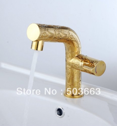 Gold Color Finish Single Handle Brass Basin Mixer Tap Lavatory Faucet Vanity Faucet L-1631 [Bathroom faucet 531|]