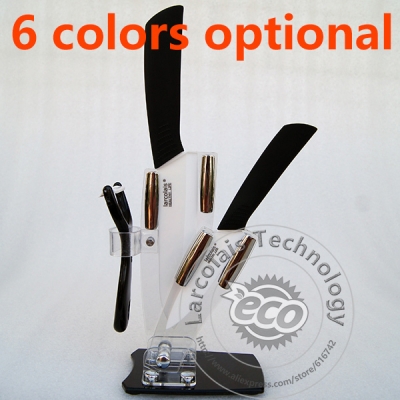 High Quality Larcolais Ceramic Knife Sets 4" 6" inch + Peeler+Holder Free Shipping 6 Colors Can Select