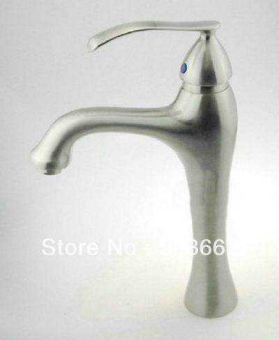 Hot and Cold Brushed Nickel Bathroom Basin Sink Mixer Tap CM0205