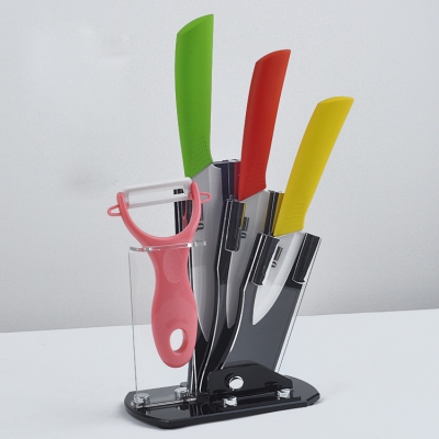 Kitchen High Quality TimHome Brand Ceramic Knife Set 3" 4" 5" inch + Peeler + Holder Free Shipping