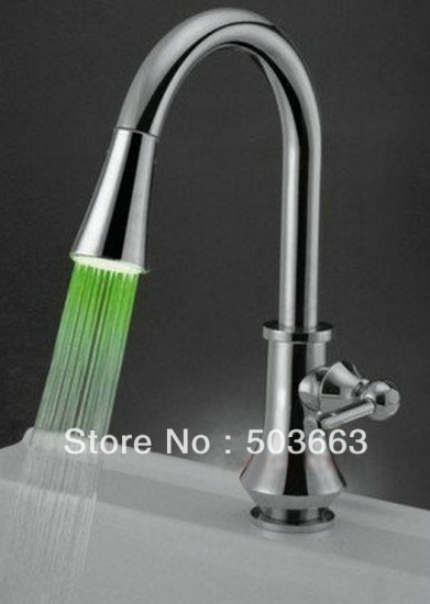 NEW LED Polished Chrome Brass Bathroom Basin Sink Mixer Tap Faucet CM0252 [Kitchen Led Faucet 1694|]