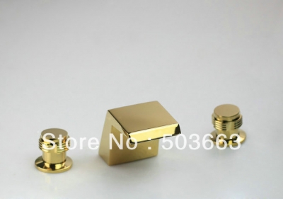 New Classic Bathroom Bathtub Basin Sink Spout Tap Golden Polished Waterfall Brass Faucet Set A-001