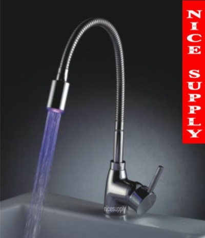 New LED FAUCET kitchen mixer tap chrome 3 colors waterfall tap b057