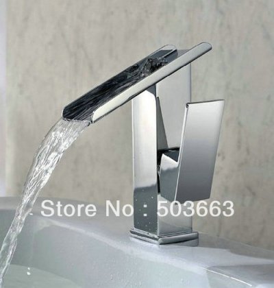New Waterfall Singly Hole Bathroom Basin & Kitchen Sink Mixer Tap Chrome Brass Finish Faucet K-6778