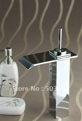 Waterfall Single Handles Bathroom Basin Sink Mixer Tap Chrome Faucet CM0153