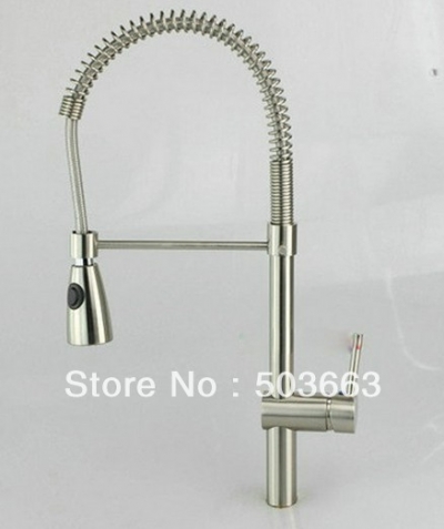 Wholesale Brushed Nickle Kitchen Brass Faucet Basin Sink Pull Out Spray Single Handle Mixer Tap S-786
