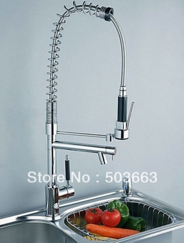 Wholesale New Swivel Chrome Kitchen Brass Faucet Basin Sink Pull Out Spray Mixer Tap S-718