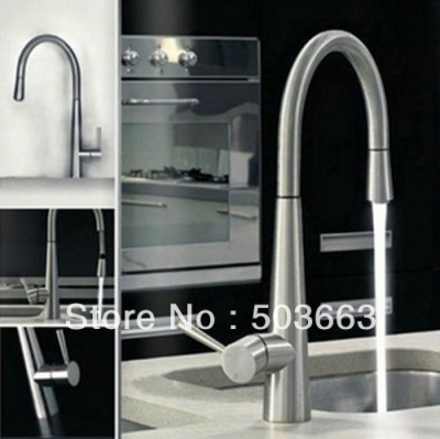 Wholesale Single Handle Brushed Nickle Swivel Kitchen Brass Faucet Basin Sink Pull Out Spray Mixer Tap S-720