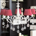 american crystal chandelier with fabric lampshade red/brown/beige 5 arms/8 arms modern bedroom/living room chandelier lighting