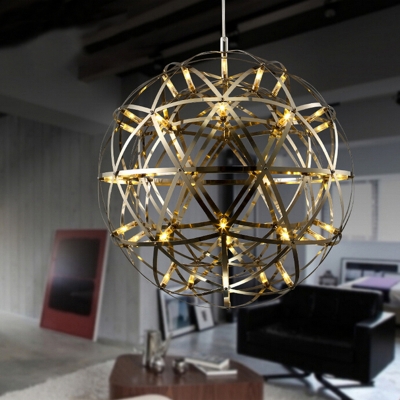 creative firwork iron suspension led cage cube bar pendant lights for restaurant coffee house diameter 45cm [modern-pendant-light-6596]
