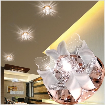 crystal led ceiling light 3w/5w bedroom/foyer/hallway embedded/surface mounted round crystal ceiling lamp warm white ac 90-265v [aisle-ceiling-lights-2941]