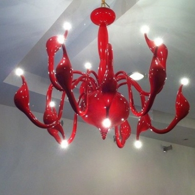 fedex selling 15 light italian swan chandelier led modern lamp also for whole,chrome/red/black/white [modern-chandelier-6068]