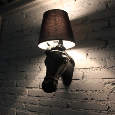 modern fashion wall lighting black/white horse head wall lamp resin bedside wall lights ac 100-240v led bulb included