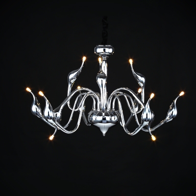 modern led chandeliers light 12 light g4 3w retrofit led chrome plating swan light chandelier light for living room