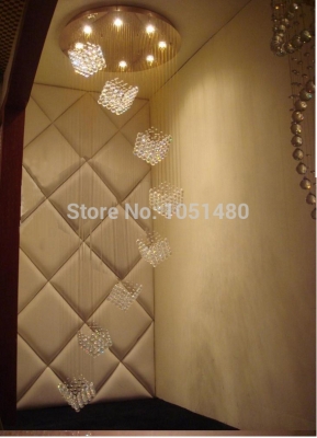 modern spiral crystal chandelier hanging light ,crystal lighting fixtures staircase light dia80*h220cm