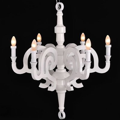 modern wood chandeliers 6 lights e14 white or black painting living chandelier light lamp lighting [chandeliers-3890]