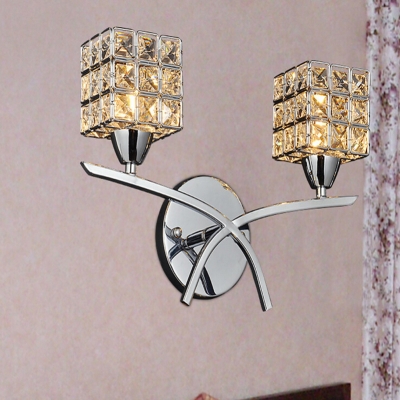 new chrome crystal wall light modern bedroom beside lamp , k9 crystal wall sconce