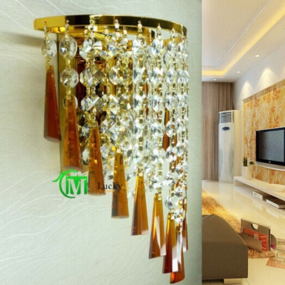 new modern fashion crystal wall light silver gold brown grey 4 color with pull switch