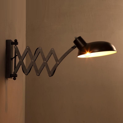 retractable wall sconce black iron wall lamp loft vintage telescopic wall sconces extend arm wall light swing arm led [wall-lamps-2195]
