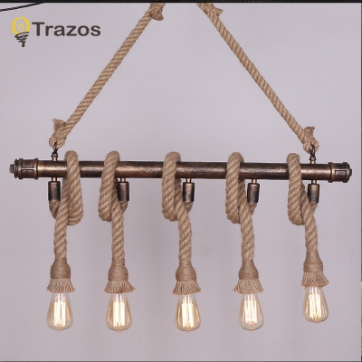 vintage rope chandeliers lamp loft creative personality industrial lamp edison bulb american style for living room decoration [chandelier-2821]