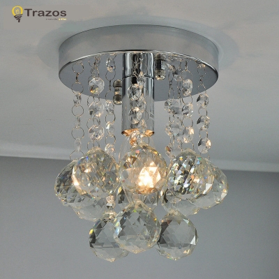 1 light crystal ceiling lighting fixture small clear crystal lustre lamp for aisle stair hallway corridor porch light